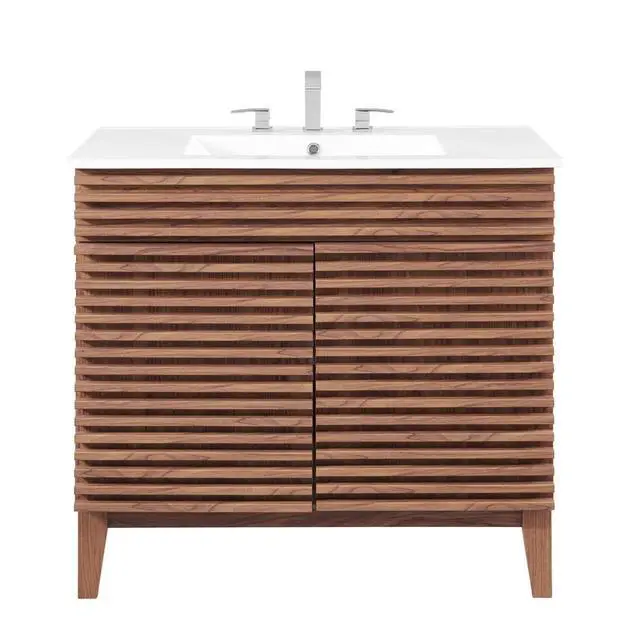 Alt view image 10 of 13 - Render 36" Bathroom Vanity Walnut White