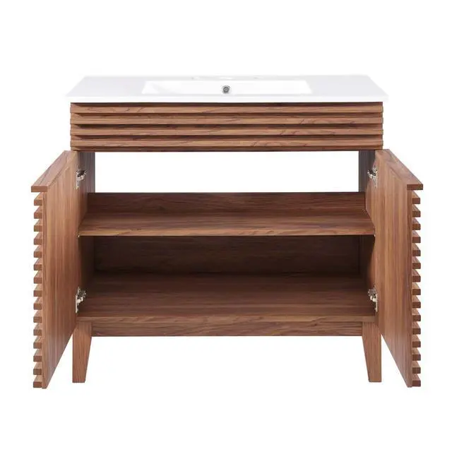 Alt view image 11 of 13 - Render 36" Bathroom Vanity Walnut White