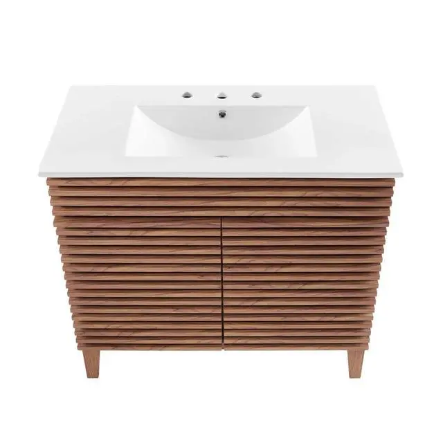 Alt view image 12 of 13 - Render 36" Bathroom Vanity Walnut White