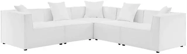 Alt view image 7 of 13 - Saybrook Outdoor Patio Upholstered 5-Piece Sectional Sofa White