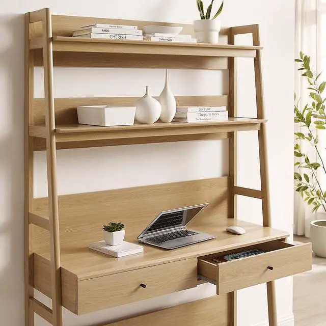 Alt view image 6 of 7 - Bixby Office Desk Oak EEI-6073-OAK