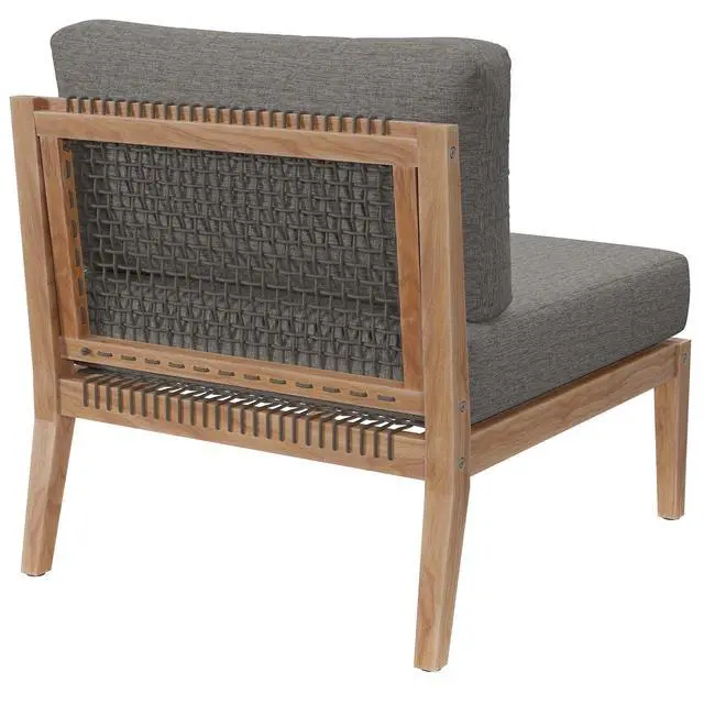 Alt view image 3 of 7 - Clearwater Outdoor Patio Teak Wood Armless Chair Gray Graphite EEI-5856-GRY-GPH