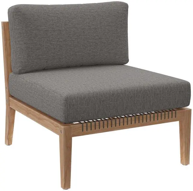 Main image of Clearwater Outdoor Patio Teak Wood Armless Chair Gray Graphite EEI-5856-GRY-GPH