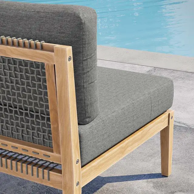 Alt view image 6 of 7 - Clearwater Outdoor Patio Teak Wood Armless Chair Gray Graphite EEI-5856-GRY-GPH