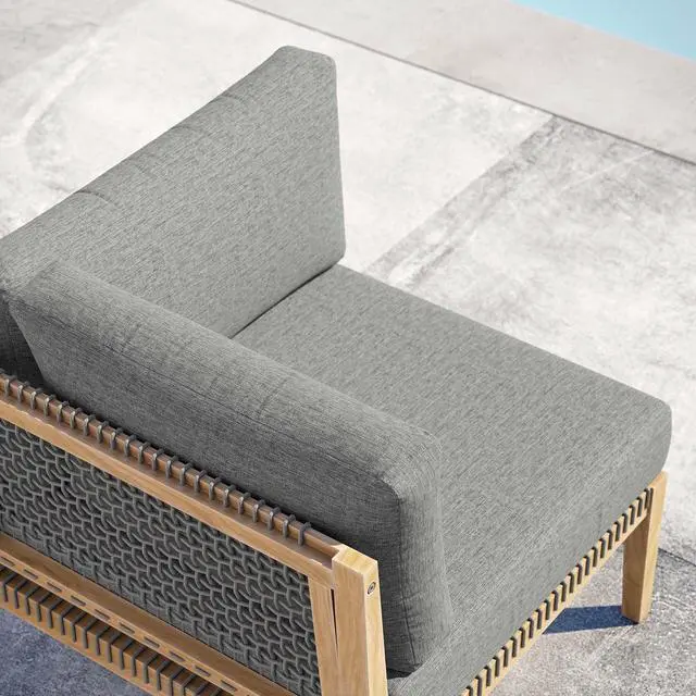 Alt view image 6 of 7 - Clearwater Outdoor Patio Teak Wood Corner Chair Gray Graphite EEI-5855-GRY-GPH
