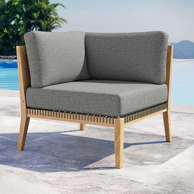 Alt view image 7 of 7 - Clearwater Outdoor Patio Teak Wood Corner Chair Gray Graphite EEI-5855-GRY-GPH