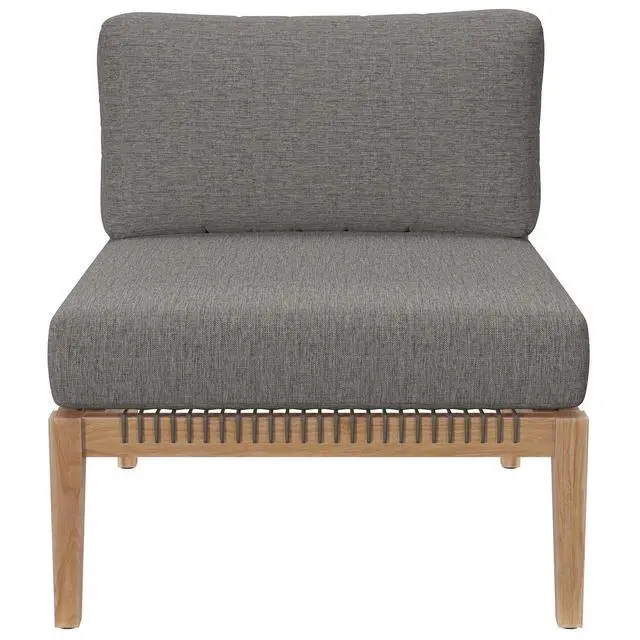 Alt view image 4 of 7 - Clearwater Outdoor Patio Teak Wood Armless Chair Gray Graphite EEI-5856-GRY-GPH
