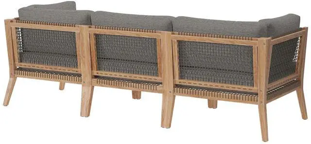 Alt view image 2 of 7 - Clearwater Outdoor Patio Teak Wood Sofa Gray