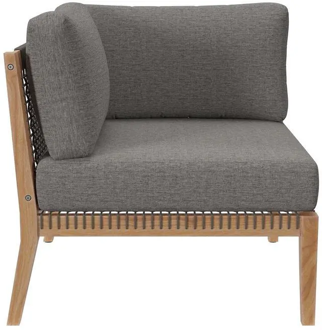 Alt view image 5 of 7 - Clearwater Outdoor Patio Teak Wood Sofa Gray