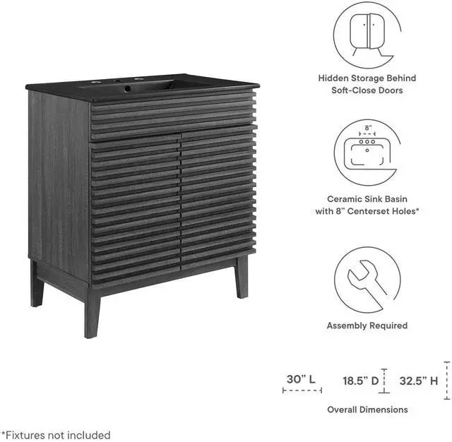Alt view image 7 of 7 - Render 30" Bathroom Vanity Charcoal Black EEI-5418-CHA-BLK