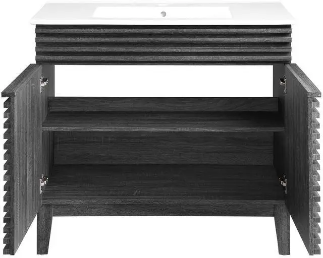 Alt view image 3 of 7 - Render 36" Bathroom Vanity Charcoal White EEI-4437-CHA-WHI