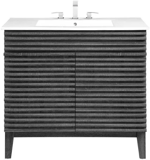 Alt view image 2 of 7 - Render 36" Bathroom Vanity Charcoal White EEI-4437-CHA-WHI