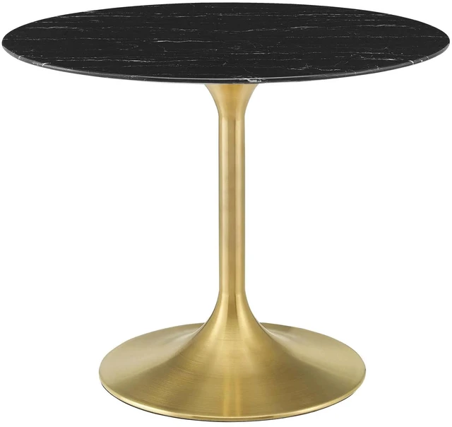 Alt view image 7 of 12 - Lippa 40" Artificial Marble Dining Table Gold Black