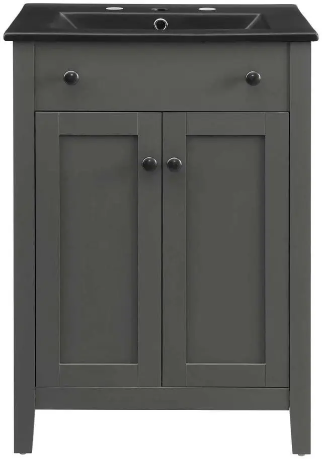 Alt view image 2 of 7 - Nantucket 24" Bathroom Vanity Gray Black EEI-5354-GRY-BLK