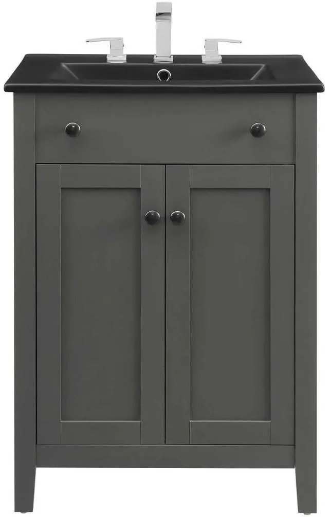 Alt view image 4 of 7 - Nantucket 24" Bathroom Vanity Gray Black EEI-5354-GRY-BLK