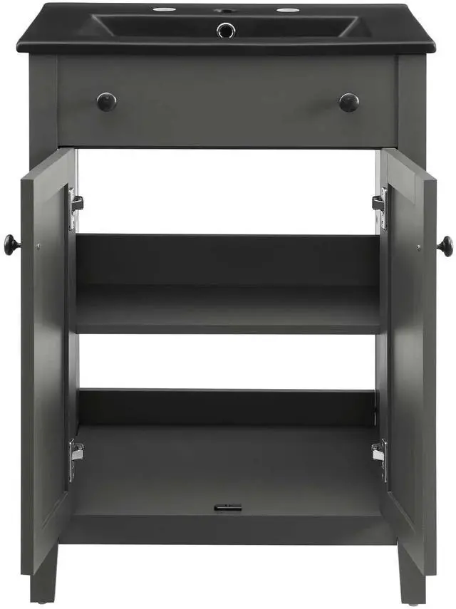 Alt view image 3 of 7 - Nantucket 24" Bathroom Vanity Gray Black EEI-5354-GRY-BLK