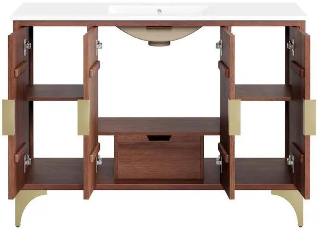 Alt view image 6 of 7 - Daylight 48" Bathroom Vanity White Walnut EEI-6302-WHI-WAL