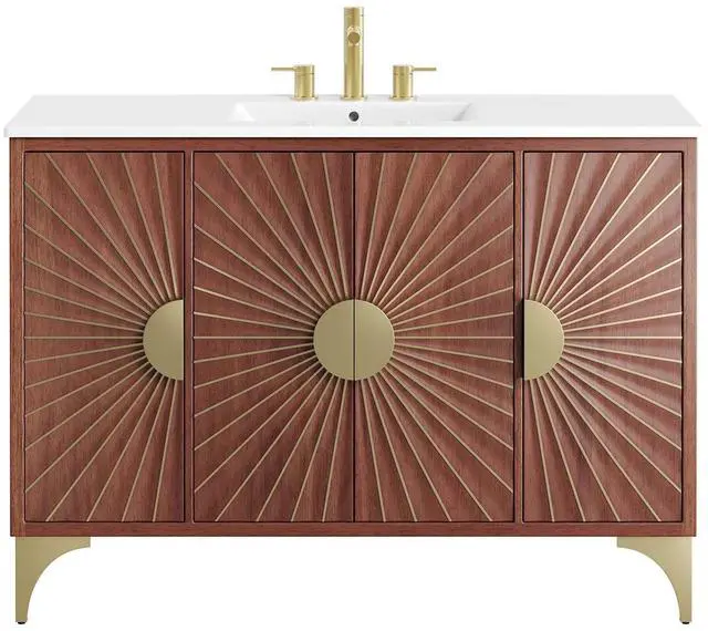 Alt view image 7 of 7 - Daylight 48" Bathroom Vanity White Walnut EEI-6302-WHI-WAL