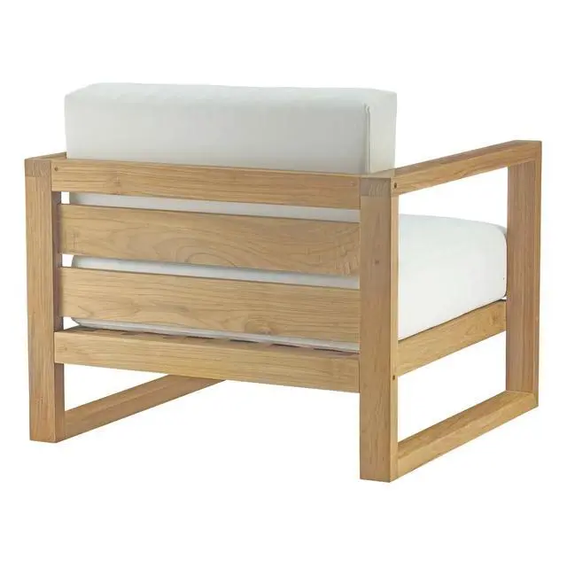 Alt view image 3 of 5 - Upland Outdoor Patio Teak Armchair Natural White EEI-2706-NAT-WHI