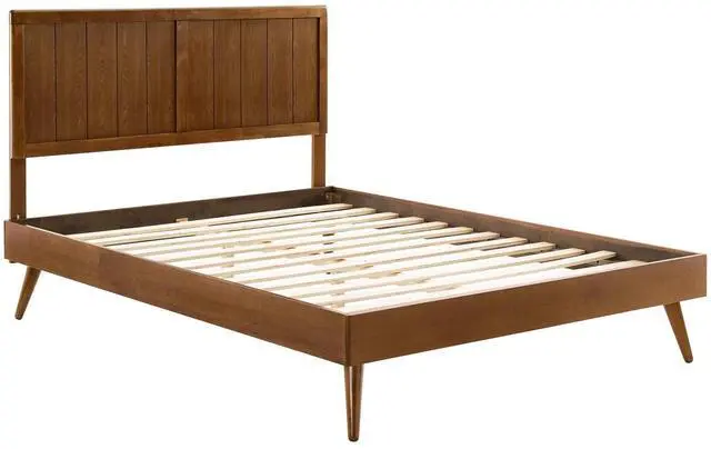 Alt view image 2 of 7 - Alana Full Wood Platform Bed With Splayed Legs Walnut MOD-6619-WAL