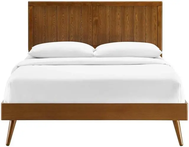 Alt view image 4 of 7 - Alana Full Wood Platform Bed With Splayed Legs Walnut MOD-6619-WAL