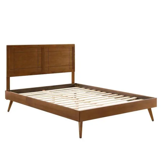 Alt view image 2 of 7 - Marlee Queen Wood Platform Bed With Splayed Legs Walnut MOD-6382-WAL