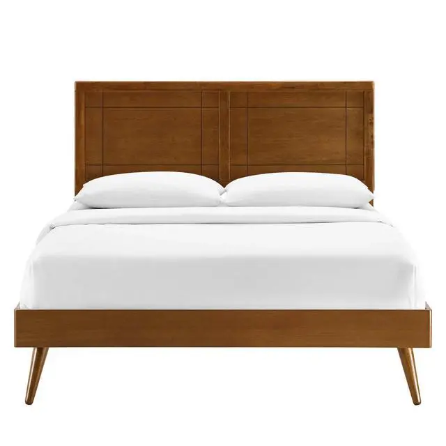 Alt view image 4 of 7 - Marlee Queen Wood Platform Bed With Splayed Legs Walnut MOD-6382-WAL