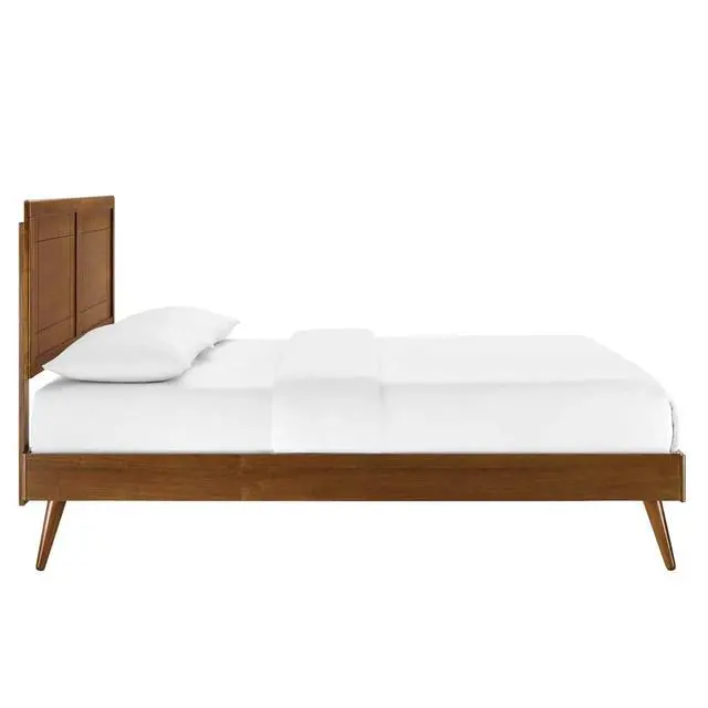 Alt view image 3 of 7 - Marlee Queen Wood Platform Bed With Splayed Legs Walnut MOD-6382-WAL