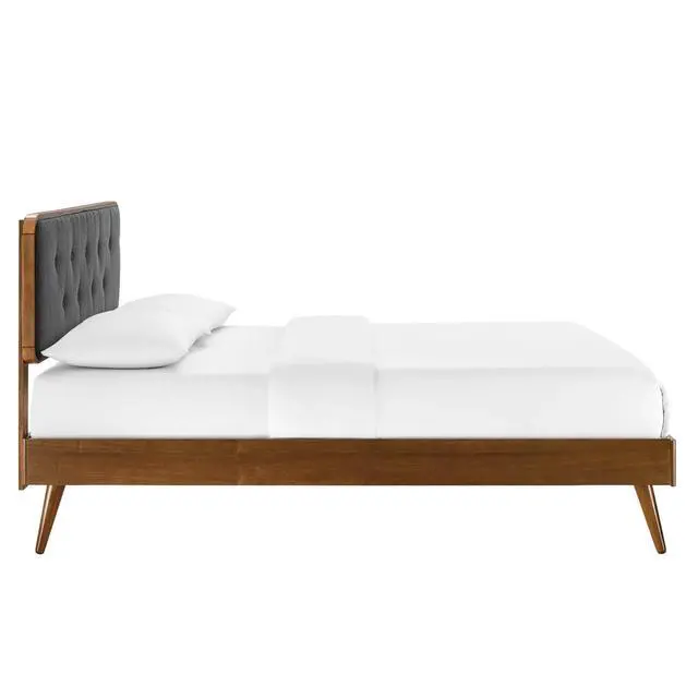 Alt view image 3 of 7 - Bridgette Queen Wood Platform Bed With Splayed Legs Walnut Charcoal MOD-6388-WAL-CHA