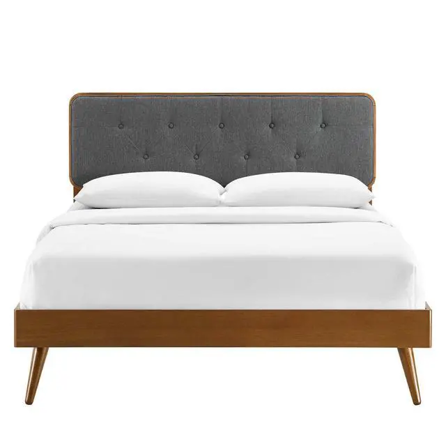 Alt view image 4 of 7 - Bridgette Queen Wood Platform Bed With Splayed Legs Walnut Charcoal MOD-6388-WAL-CHA