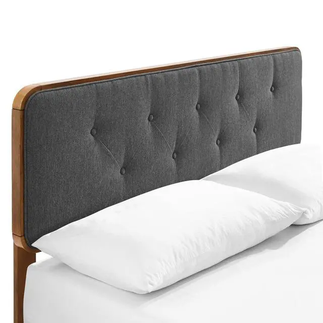 Alt view image 5 of 7 - Bridgette Queen Wood Platform Bed With Splayed Legs Walnut Charcoal MOD-6388-WAL-CHA