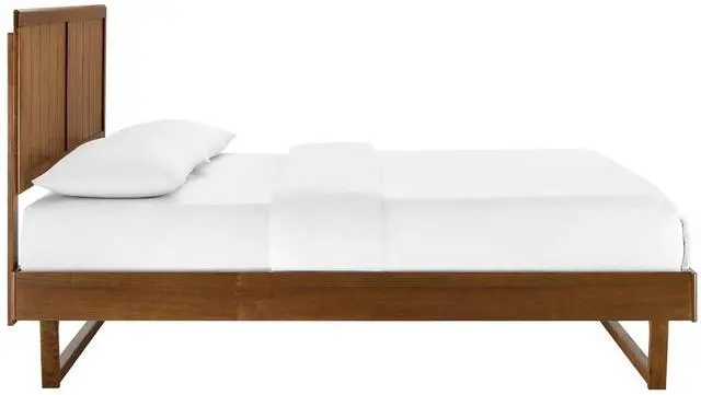 Alt view image 3 of 7 - Alana Twin Wood Platform Bed With Angular Frame Walnut MOD-6618-WAL