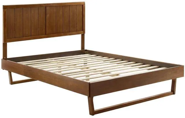 Alt view image 2 of 7 - Alana Twin Wood Platform Bed With Angular Frame Walnut MOD-6618-WAL