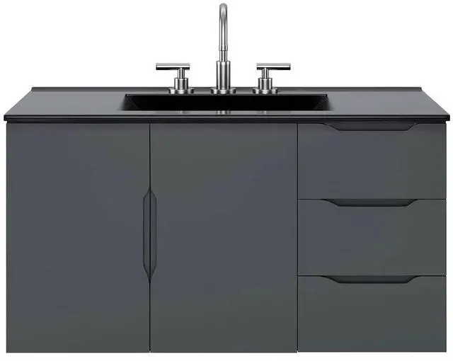 Alt view image 6 of 7 - Vitality 36" Bathroom Vanity Gray Black EEI-5783-GRY-BLK