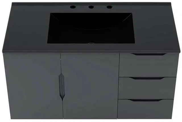 Alt view image 5 of 7 - Vitality 36" Bathroom Vanity Gray Black EEI-5783-GRY-BLK