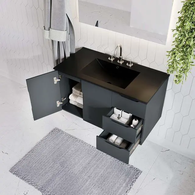 Alt view image 7 of 7 - Vitality 36" Bathroom Vanity Gray Black EEI-5783-GRY-BLK