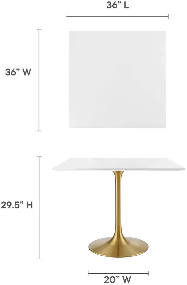 Alt view image 9 of 11 - Lippa 36" Square Dining Table - Gold White