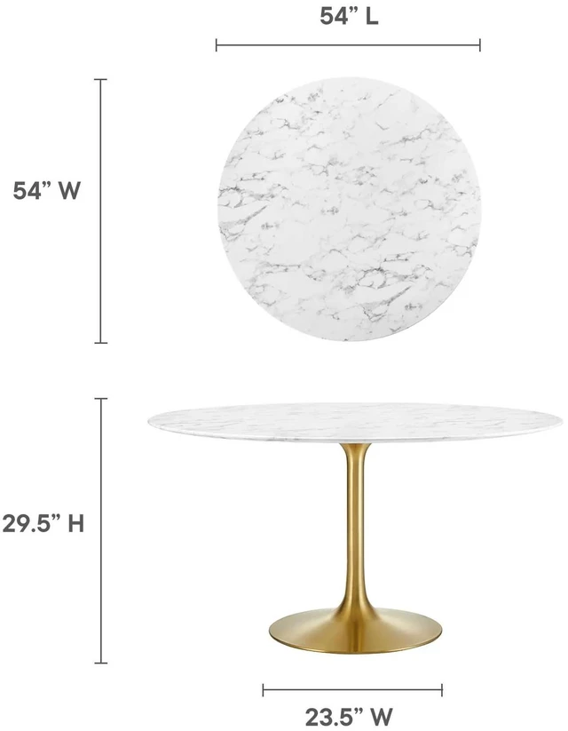 Alt view image 9 of 11 - Lippa 54" Round Dining Table - Gold White