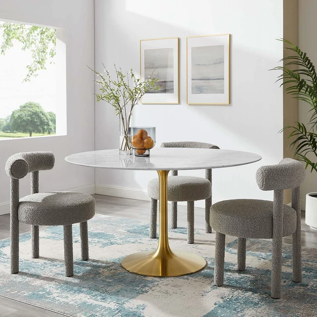 Alt view image 11 of 11 - Lippa 54" Round Dining Table - Gold White