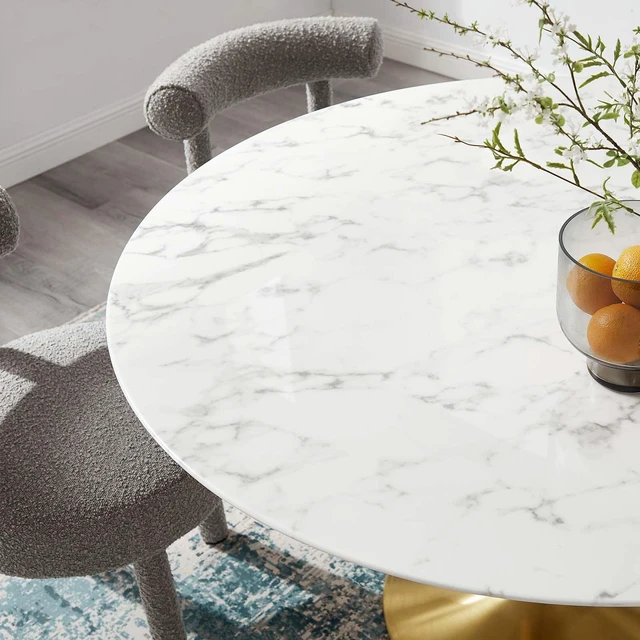 Alt view image 10 of 11 - Lippa 54" Round Dining Table - Gold White