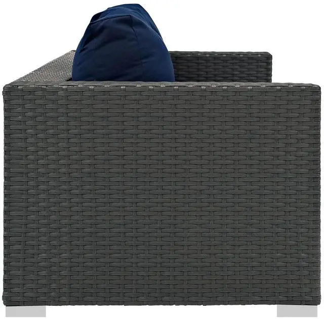 Alt view image 2 of 5 - Sojourn Outdoor Patio Sunbrella Sofa Canvas Navy EEI-1860-CHC-NAV