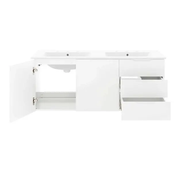Alt view image 4 of 7 - Vitality 48" Double Sink Bathroom Vanity White White EEI-5785-WHI-WHI