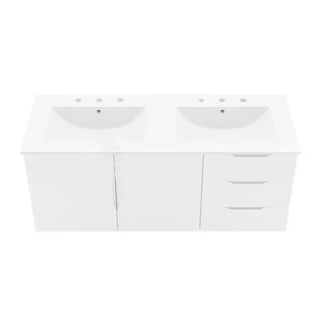 Alt view image 5 of 7 - Vitality 48" Double Sink Bathroom Vanity White White EEI-5785-WHI-WHI
