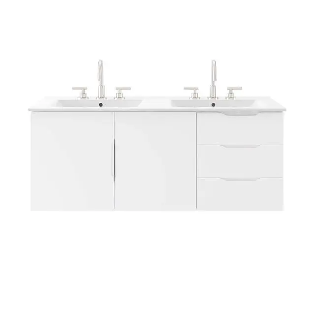 Alt view image 6 of 7 - Vitality 48" Double Sink Bathroom Vanity White White EEI-5785-WHI-WHI