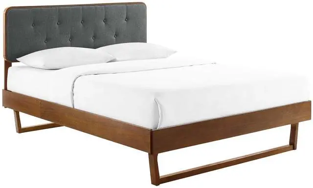 Main image of Bridgette Full Wood Platform Bed With Angular Frame Walnut Charcoal MOD-6643-WAL-CHA