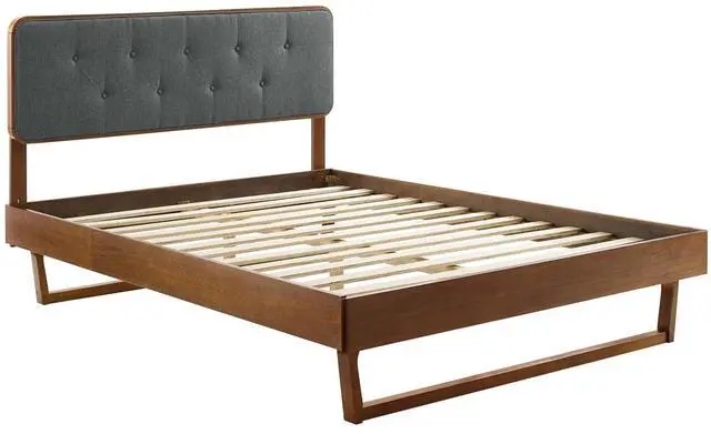 Alt view image 2 of 7 - Bridgette Full Wood Platform Bed With Angular Frame Walnut Charcoal MOD-6643-WAL-CHA
