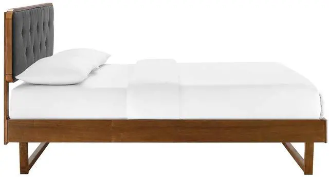 Alt view image 3 of 7 - Bridgette Full Wood Platform Bed With Angular Frame Walnut Charcoal MOD-6643-WAL-CHA