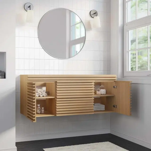 Alt view image 13 of 13 - Render 48" Wall-Mount Bathroom Vanity Cabinet