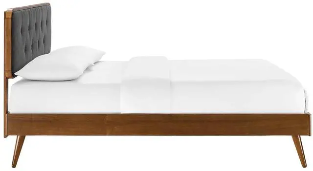 Alt view image 3 of 7 - Bridgette Full Wood Platform Bed With Splayed Legs Walnut Charcoal MOD-6646-WAL-CHA