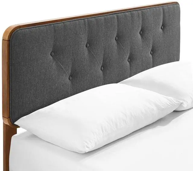 Alt view image 5 of 7 - Bridgette Full Wood Platform Bed With Splayed Legs Walnut Charcoal MOD-6646-WAL-CHA